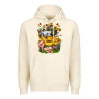 Sandshell farm animals with school bus Premium Hoodie - NancyCooperArtShop