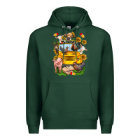 Sports Green farm animals with school bus Premium Hoodie - NancyCooperArtShop