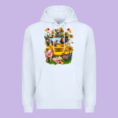 Farm Animals With School Bus Premium Hoodie Designed By Nancycooperartshop