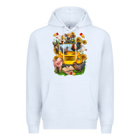 White farm animals with school bus Premium Hoodie - NancyCooperArtShop