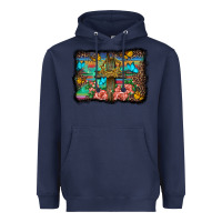 Navy wooden cross background Heavyweight Hoodie - BarkalooDesign