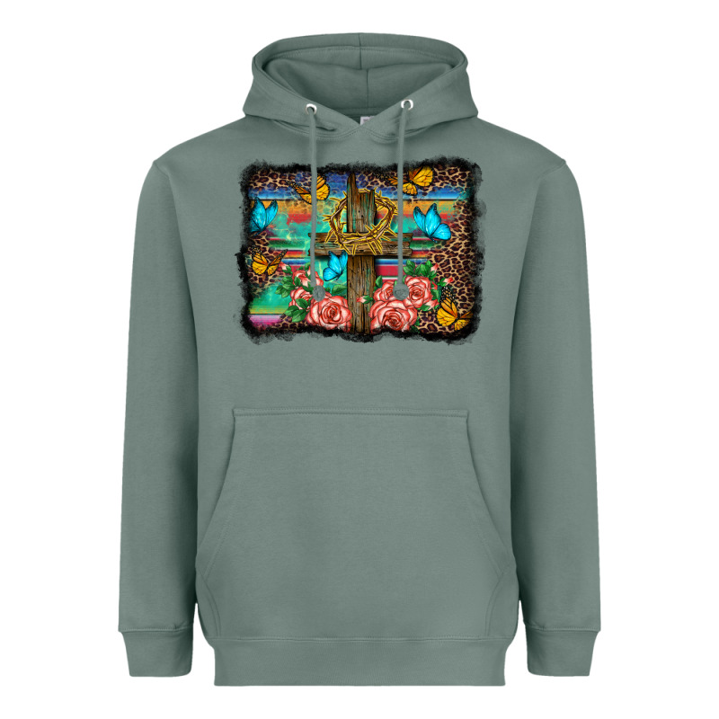 Wooden Cross Background Heavyweight Hoodie by BarkalooDesign | Teevron