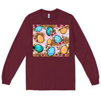 Burgundy Easter eggs cowhide leopard tumbler Easter Day Long Sleeve Tee - Neo Western
