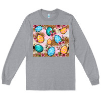 Heather Grey Easter eggs cowhide leopard tumbler Easter Day Long Sleeve Tee - Neo Western
