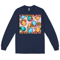 Navy Easter eggs cowhide leopard tumbler Easter Day Long Sleeve Tee - Neo Western