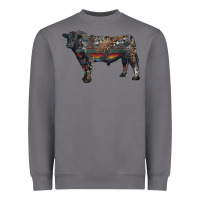 Storm black angus bull with western patterns Heavyweight Sweatshirt - RanaPortraitStore