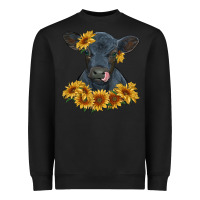 Black black angus calf with sunflowers Heavyweight Sweatshirt - RanaPortraitStore