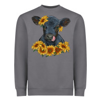 Storm black angus calf with sunflowers Heavyweight Sweatshirt - RanaPortraitStore
