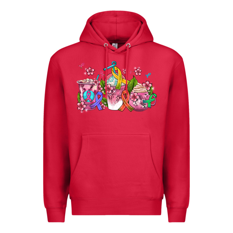 Western Cancer  Coffee Cups With Ribbons Premium Hoodie by AdoDesignShop | Teevron