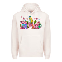 Pale Pink western cancer  coffee cups with ribbons Premium Hoodie - AdoDesignShop
