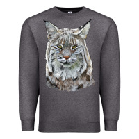 Charcoal Heather Bobcat Head Premium Sweatshirt - LillyAllenDesigns