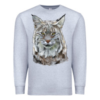Heather Grey Bobcat Head Premium Sweatshirt - LillyAllenDesigns