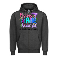 Charcoal Heather making hair beautiful is kinda my thing Zipper Hoodie - Artiststas