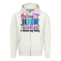 Oatmeal Heather making hair beautiful is kinda my thing Zipper Hoodie - Artiststas