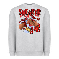 Heather Grey red sneaker girl afro woman Heavyweight Sweatshirt - RanaPortraitStore