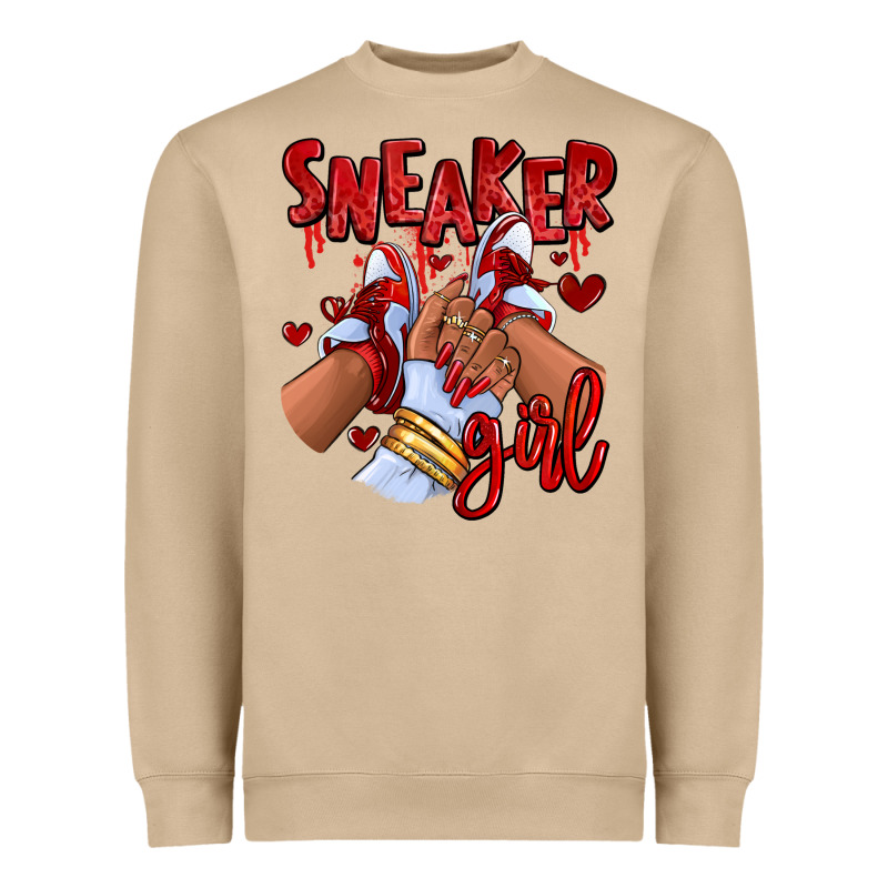 Red Sneaker Girl Afro Woman Heavyweight Sweatshirt by RanaPortraitStore | Teevron