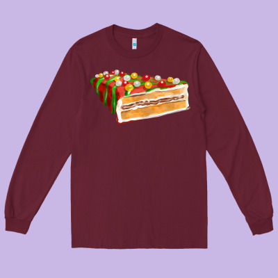 Red Christmas Cake Fa Element 1 Long Sleeve Tee Designed By Fadigitalartstudio