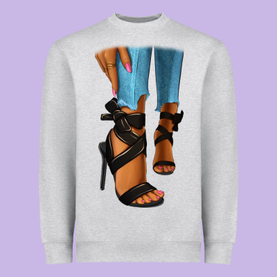 Heavyweight Sweatshirt black heels black fashion girl