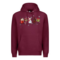 Burgundy Cartoon Christmas Characters Premium Hoodie - MaliasSmallBusiness