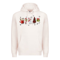 Pale Pink Cartoon Christmas Characters Premium Hoodie - MaliasSmallBusiness