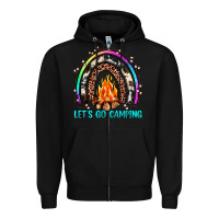 Black let's go camping rainbow Zipper Hoodie - JahusDesignShop