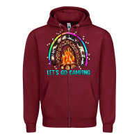 Burgundy let's go camping rainbow Zipper Hoodie - JahusDesignShop