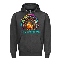 Charcoal Heather let's go camping rainbow Zipper Hoodie - JahusDesignShop