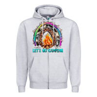 Heather Grey let's go camping rainbow Zipper Hoodie - JahusDesignShop