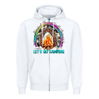 White let's go camping rainbow Zipper Hoodie - JahusDesignShop