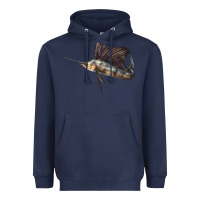 Navy Atlantic Sailfish Illustrations Heavyweight Hoodie - LillyAllenDesigns