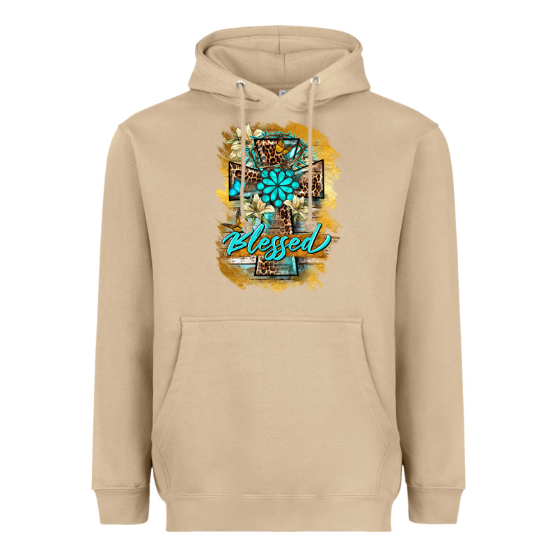 Western Cross Blessed Lily Butterfly Heavyweight Hoodie by BarkalooDesign | Teevron
