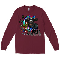 Burgundy autism awareness Long Sleeve Tee - SublimationCraftShop