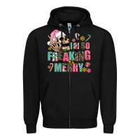 Black i m so freaking merry Zipper Hoodie - AdoDesignShop