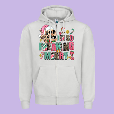 I M So Freaking Merry Zipper Hoodie Designed By Adodesignshop