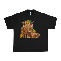 Black highland cow family Urban Heavy Tee - RanaPortraitStore