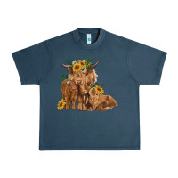 Midnight Navy highland cow family Urban Heavy Tee - RanaPortraitStore