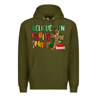 Army Green believe in christmas Premium Hoodie - MaliasSmallBusiness