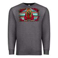 Charcoal Heather lady of guadalupe serape and roses Premium Sweatshirt - Jasminsmagicworld