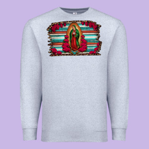 Lady Of Guadalupe Serape And Roses Premium Sweatshirt Designed By Jasminsmagicworld