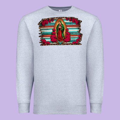 Lady Of Guadalupe Serape And Roses Premium Sweatshirt Designed By Jasminsmagicworld