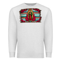 Oatmeal Heather lady of guadalupe serape and roses Premium Sweatshirt - Jasminsmagicworld