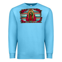 Ocean Blue lady of guadalupe serape and roses Premium Sweatshirt - Jasminsmagicworld