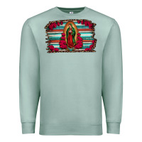 Seafoam lady of guadalupe serape and roses Premium Sweatshirt - Jasminsmagicworld