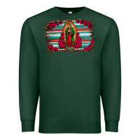 Sports Green lady of guadalupe serape and roses Premium Sweatshirt - Jasminsmagicworld