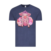 Vintage Denim Balerina pig with tutu Vintage Tee - RanaPortraitStore