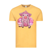 Vintage Mustard Balerina pig with tutu Vintage Tee - RanaPortraitStore