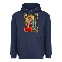 Navy our lady of guadalupe frame Heavyweight Hoodie - BarkalooDesign