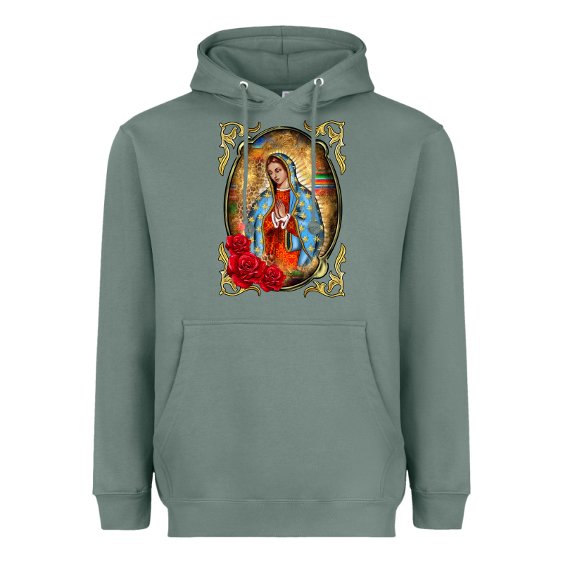 Our Lady Of Guadalupe Frame Heavyweight Hoodie by BarkalooDesign | Teevron
