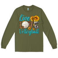 Army Green live love volleyball Long Sleeve Tee - HRA Design Shop