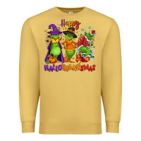 Antique Gold Happy Hallothanksmas Premium Sweatshirt - NancyCooperArtShop